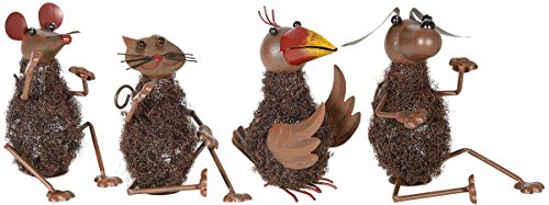 VARILANDO 4er-Set Metallfigur "Maus-Katze-Vogel-Hund", handbemalt, hochwertig verarbeitet Dekoration