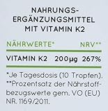 HERVORRAGENDES PREIS-LEISTUNGSVERHÄLTNIS: Hochdosierte Vitamin K2 MK7 Tropfen mit 200µg je Tagesdosis. 99,7% bioverfügbares All-Trans MK7! 1700 Tropfen je Flasche. Premium: Gnosis VitaMK7, das in Europa (Italien) hergestellte K2. Unter GMP Bedingungen natürlich fermentiert aus Soja (Natto). Achtung: viele Hersteller mit hohen All-Trans Gehalten nennen eine pflanzliche Quelle, sind aber synthetisch. Außerdem runden viele Hersteller Gehalte über 99,5% auf 100%