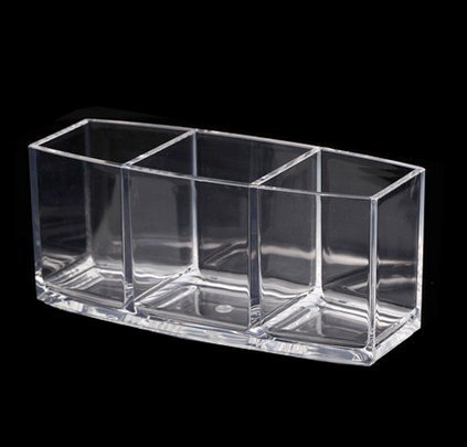 Acryl Kosmetik Aufbewahrung Organizer, 3 Facher Make-up Pinsel Ständer Schminkaufbewahrung Make Up Etui Box mit großer Kapazität für Make-up Pinseln Lippenstift Schmink Tools, 18.2 * 7.2 * 8cm - 2