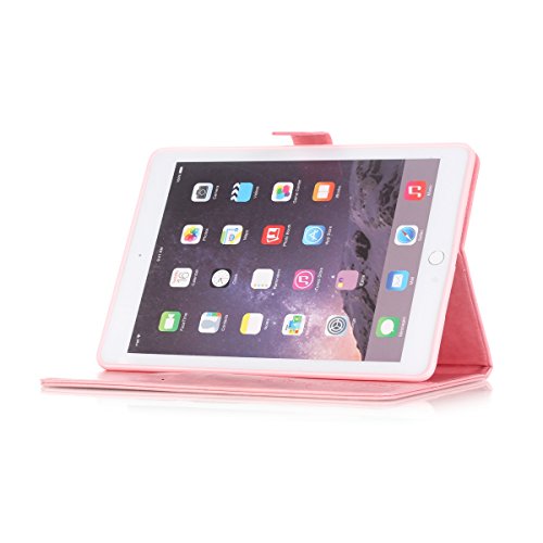 Für iPad Air 2/Für iPad 6 Tasche Smart Cover Case Lederhülle Hülle,Für iPad Air 2/Für iPad 6 Flip PU Leder Tasche Case Hülle im Bookstyle mit Standfunktion Kredit Kartenfächer mit Weich TPU Innere,Funyye [Schmetterling Muster] Slim PU Leder Stand Flip Case Tasche Hüllen Etui Sleeve Smart Cover Schutzhülle Hülle im Bookstyle Ledertasche Für iPad Air 2/Für iPad 6 + 1x Frei Stylus Pen – Schmetterling,Rosa - 4