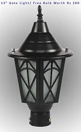 Lite&Lights B22 Kite Shape Gate Light for Home, Office or Kitchen (Black, Large)