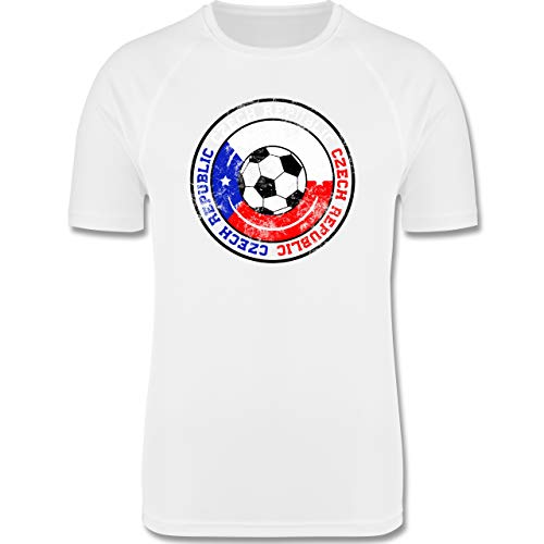 Shirtracer Fußball – Czech Republic Kreis & Fußball Vintage – XL – Weiß – F350 – Herren Laufshirt