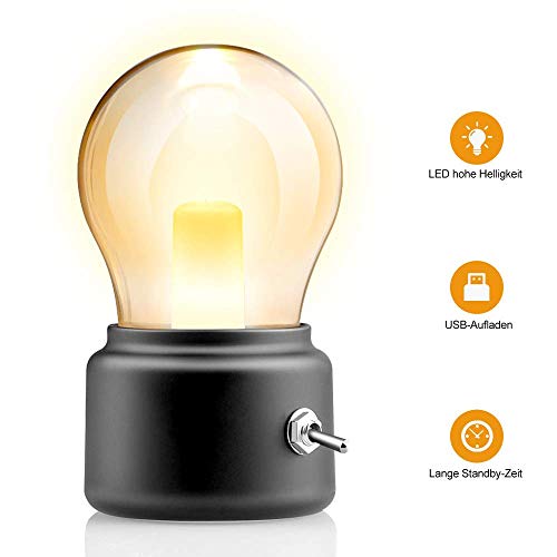 Preisvergleich Produktbild LED Nachtlicht Glühbirne Stimmungslicht, Mayday Kerzen Nachttischlampe Glas Romantisch, Wiederaufladbar USB Nachttischleuchte Warmweiß, Mini Nachtbeleuchtung für Schlafzimmer Abendessen Neu