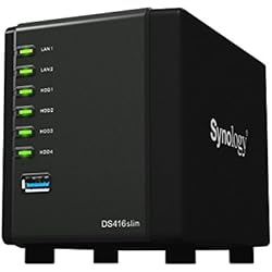 Synology Serie J DS416slim - Dispositivo de Almacenamiento en Red (512MB, 2 Puertos USB 3.0, 2 Puertos LAN Gigabit), Negro