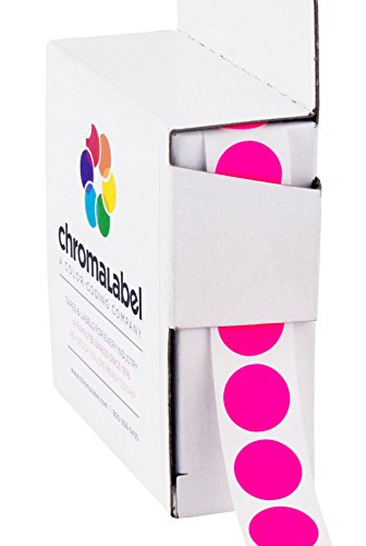 Chromalabel.com 1/2 | 1.3 cm Removable Fluorescent Pink, Colour-Code Dot Labels | Clean-Remove Adhesive, 0.5 In. - 1,000 Stickers/Dispenser Box