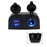toma de corriente mechero 12v para moto Impermeable LED iluminado USB de carga toma de corriente y mechero Socket se adapta para cualquier aplicación exterior plana.