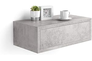 Mobili Fiver, Riccardo Wall bedside table, Concrete Effect, Grey, Made In Italy
