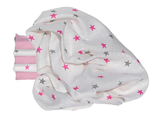 Clevere Kids Mulltücher Little Stars 6 Stück Spucktücher Mullwindeln