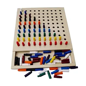 ABC KIDS WORLD Wooden Peg Board with 100 Plastic Pegs | Educational & Learning Toy for Kids | Occupational Therapy Toy for Kids | Autism Therapy Toys for Kids