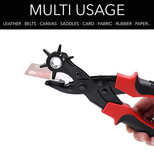 Takit PP1 – Lochzange, Hochstrapazierfähiges Leder-locherwerkzeug Für Gürtel, Geldbeutel, Armbanduhrenbänder Und Mehr, 6 Größen – 2mm , 2,5mm, 3mm, 3,5mm, 4mm, 4,5mm - 4