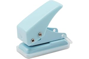 QUESUC Otwornica z metalu mini dziurkacz na 30 arkuszy, dziurkacz, szyna ograniczająca z domyślnymi formatami, mini dziurkacz z metalu, mały dziurkacz do ergonomicznego wzornictwa, niebieski, nadaje się do recyklingu, przyjazny dla środowiska