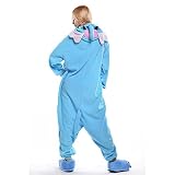 Free Fisher Damen/ Herren Schlafanzug Pyjama, Tier Kostüm, Elefant Blau, Gr. S (Körpergröße 146-159 CM) -