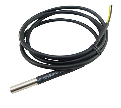 Aihasd Wasserdicht Temperaturfühler Kabel 1M DS18B20 Kabelfühler Digital Thermometer Probe Sensor Edelstahl