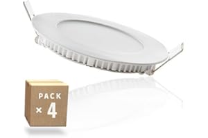 Greenice | Pack 4 Placa de LEDs 120Mm 6W 400Lm 30.000H | Lámpara LED | Downlight LED | Panel LED Techo | Oficina, Fábrica, Pasillos, Baños | Blanco Frío