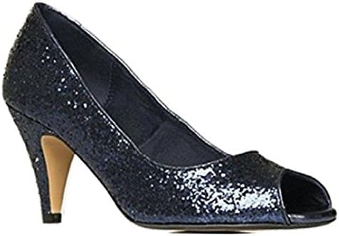 MISS KURT GEIGER"TALLAULAH Blue Glitter Peep Toe Court Shoes