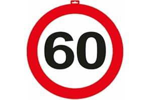 ‎CARPETA Carpeta® - Riesen Verkehrsschild * Zahl 60 * ┃ Ø 47,5cm ┃ Deko 60. Geburtstag ┃ Türschild und Straßenschild ┃ Mit & ohne Aufhänger