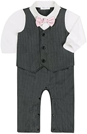 Baby Boy Wedding Tuxedo Waistcoat 1pc Design Outfit Suit (3-6 Month, Dark Grey)