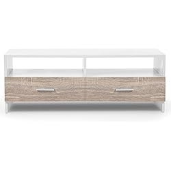 IDMarket - Meuble TV FALKO bois blanc et imitation hêtre