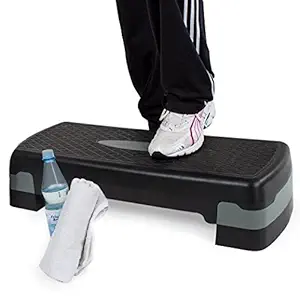 AURIONAdjustable Aerobic Stepper Platform Exercise/Workout Step with Risers