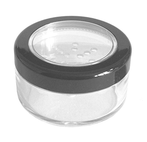30mL Empty SMALL PLASTIC SIFTER JAR with Black Rimmed Lid for Makeup/Cream/Glitter (1 Sifter Jar)