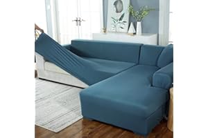 JLKC HUIPYOU Housses de Canapé D Angle Couverture de Canape en Forme de L Couvre Canape Gris/Beige/Bleu Housse de Canapé Extensibles avec Méridienne Gauche/Droite Housse Protection Canapé Chat Chien