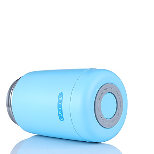 beyonda fmsb60239 Kätzchen Isolier Flasche Trinkflasche, niedlich Katze Edelstahl Kaffee Thermos Flasche Reisebecher mit Griff, im Freien heiße Milch Wasser Vakuum Cup für Kinder Baby- blau - 7