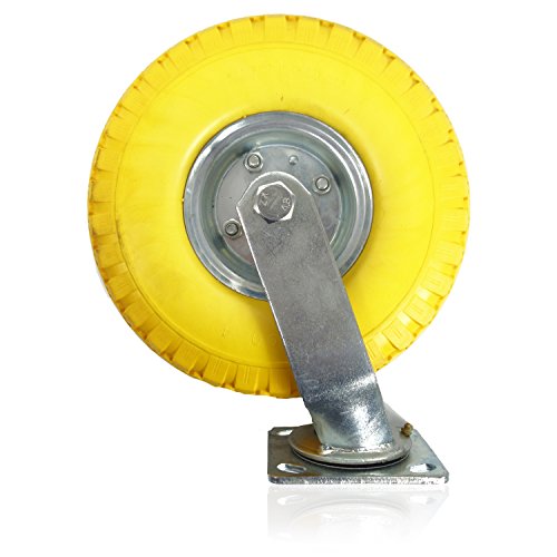 4-teiliges HSM PU Vollgummi Lenkrollen und Bockrollen Set 3.00-4 Transportrollen pannensicher Schwerlastrollen Ø 260 mm - 4