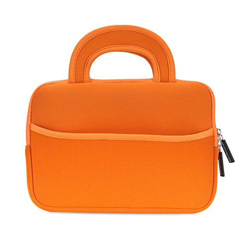 MoKo Universal 7-8 Zoll Tablet Tasche - Neoprene Handtasche Tragetasche Wallet Bag für All-New Fire HD 8 2016, Fire Kids Edition 7" (5. Gen. 2015), All-New Kindle(8. Gen. 2016), Fire 7, Orange