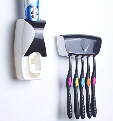MelonBoat Automatic Toothpaste Dispenser with Toothbrush Holder Set, Kids Hands Free Squeezer, Black by MelonBoat