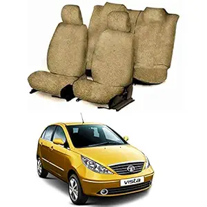 Chiefride Cotton Car Seat Cover for Tata Indica Vista (5 Seater) (Beige)