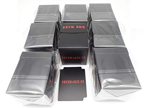 docsmagic.de 8 x Deck Box Big (100+) Black + Card Divider - Boite Noir - Pokemon - YU-Gi-Oh! - Magic