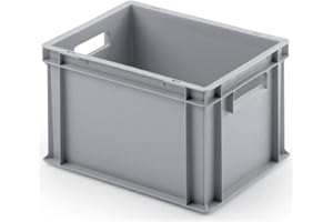 PROREGAL Eurobehälter mit offenem Griff | HxBxT 23,5x30x40cm | 22 Liter | Grau | Eurobox, Transportbox, Transportbehälter, Stapelbehälter