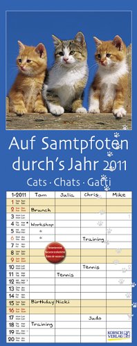 Auf Samtpfoten durchs Jahr 2011: Planer mit 4 Spalten. Mit Ferienterminen