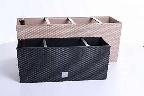 Blumentopf Blumenkasten Blumenkübel Polyrattan Bewässerung 4 Farben 2 Größen (600 anthrazit) - 4