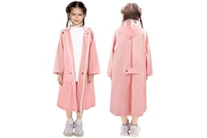 LAMA Manteau de pluie pour enfant - Poncho de pluie léger pour fille - Veste de pluie réutilisable - Cape de pluie avec capuche et housse de sac à dos - Pour vélo, randonnée, camping, voyage