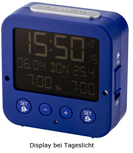 TFA Dostmann 60.2531.06 Bingo blau Funk-Wecker mit Negativ Display 2 Alarme Lichtsensor - 3