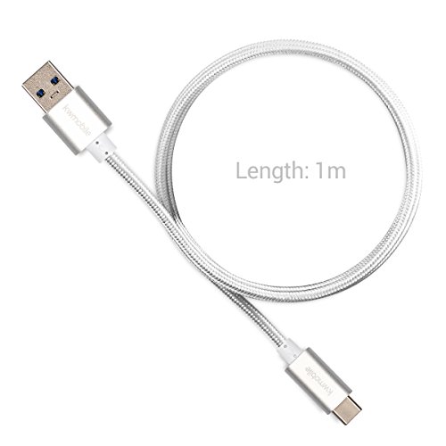 kwmobile USB 3.1 Type-C Kabel - USB 3.1 Typ C zu USB 3.0 Nylon Ladekabel Datenkabel 100cm in WeiÃŸ - Typ-C Kabel fÃ¼r Smartphone Tablet Laptop