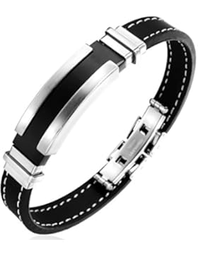 Jstyle Edelstahl Herren Armbänder Schwarz Sportarmband silikon Herrenarmband Damenarmband Siliconarmband Silberfarbene...