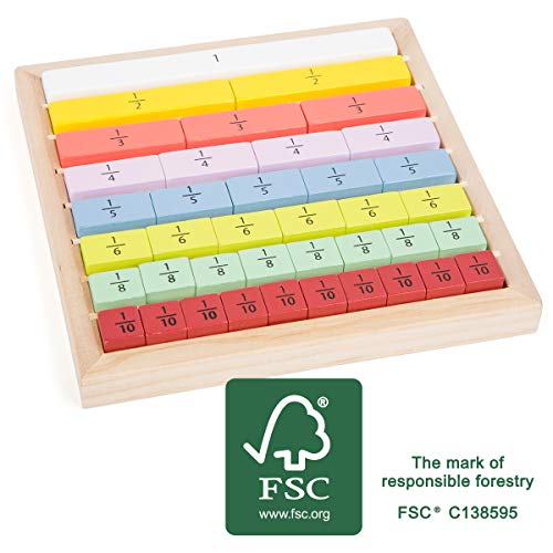 small foot company Educate Barritas de Madera para Aprender a calcular adecuadas para niños, Practicar Las fracciones Juguetes Small Foot by Legler 11166