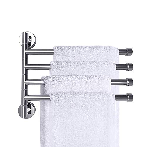 Preisvergleich Produktbild QHLJX Schwenkbare Handtuchstange, Edelstahl 4-Arm-Badezimmer-Schaukel-Aufhänger Handtuchhalter-Halter Speicherorganisator Raumersparnis-Wand-Handtuch poliert Rack-Halter, Badezimmer, WC