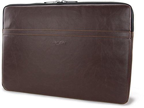 Acer Premium Notebooktasche Sleeve Case Bag Schutzh  lle  bis 14 Zoll  35 5 cm  schmutz- und wasserabweisend  aus PU-Leder Kunstleder  braun