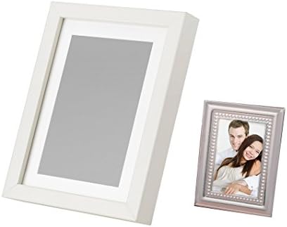 IKEA LIMHALL - Photo Frame White 13 x 18 cm And Fashioncraft Matte Silver Metal Place Card/Picture Frame - 2 x 3 inches, Bundle - 2 Items