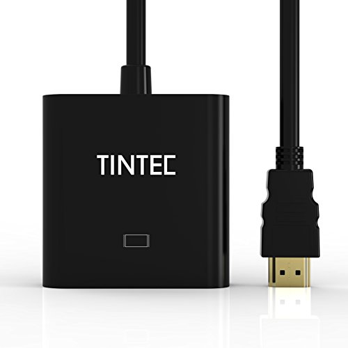HDMI auf VGA, Tintec Vergoldete 1080P Aktiv HDMI zu VGA mit Audio Übertragung Adapter Konventer Kabel Cabel – Schwarz - 3
