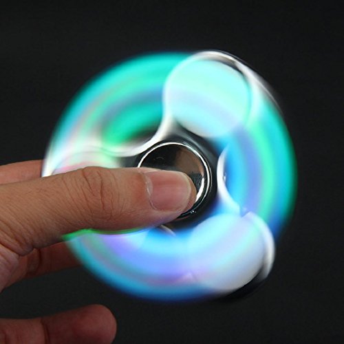 Hand Spinner LED Licht Fidget Hand Spinner Finger Spielzeug EDC Focus Gyro Spielzeug (Silber) - 2