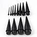 JOVIVI® 12pc 2-20mm Black Acrylic Straight Ear Plug Expander Stretcher Rivet Taper Tunnel
