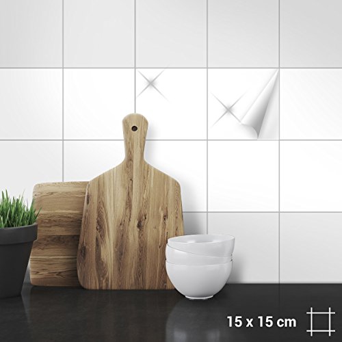 Wandkings Fliesenaufkleber 15 x 15 cm, 300 Stück - WEIß GLÄNZEND