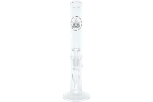 GHODT Bong aus Glas 40cm 50mm Durchmesser - 18.8 Chillum - Glasbong leicht abgewinkelt - großer Standfuß - inklusive Sieb