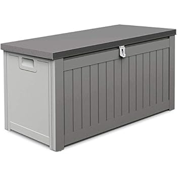 Deuba Keter Marvel Garden Storage Box 270 Litres Wheels Sit On Bench