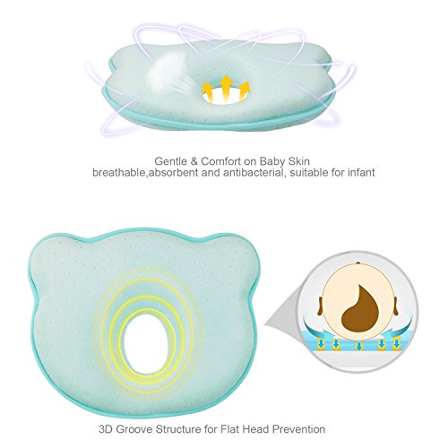 Baby Kissen für Memory Foam Baby-Kopfkissen – und Kopf Positionierer Hals Unterstützung verhindern Baby Flat Head (0–12 Monate) - 2