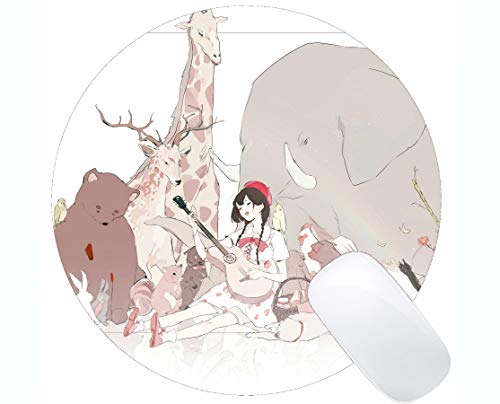 Preisvergleich Produktbild Runde Mauspad Rutschfeste Naturkautschuk-Rechteck-Runde Mauspads, Wolkenhimmelgiraffe der wild lebenden Tiere Gummi Mousepad Genähte Ränder